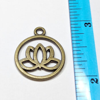 Lotus Flower Yoga Hoop Charm Antique Bronze - Image 2