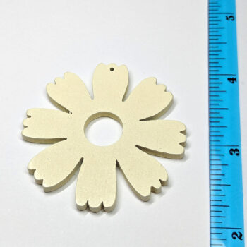 Large White Eight Petals Flower Teardrop Wood Pendant - Image 2