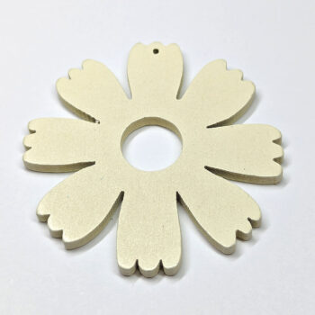 Large White Eight Petals Flower Teardrop Wood Pendant