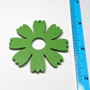 Large Green Eight Petals Flower Teardrop Wood Pendant - Image 2