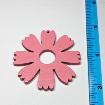 Large Pink Eight Petals Flower Teardrop Wood Pendant - Image 2