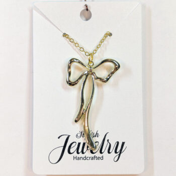 Gold Long Bow Necklace - Image 4