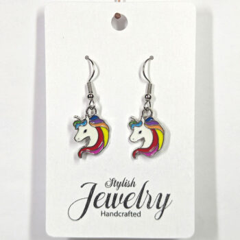 Colorful Random Rainbow Unicorn Enamel Earrings - Image 3