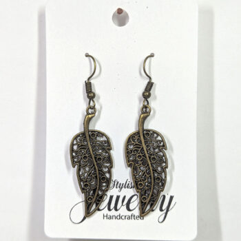 Antique Bronze Hollow Leaf Vintage Style Earrings - Image 3