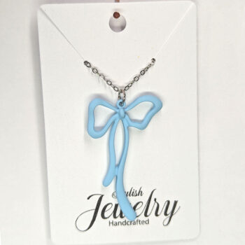 Blue Coated Color Long Bow Necklace - Image 6