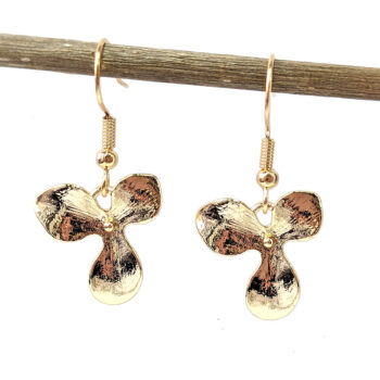 Gold Smooth Orchid Flower Earrings