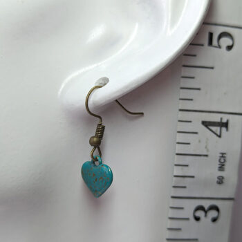 Antique Bronze Patina Dainty Small Heart Earrings - Image 2