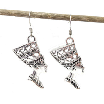 Egyptian Queen Nefertiti Antique Silver Earrings