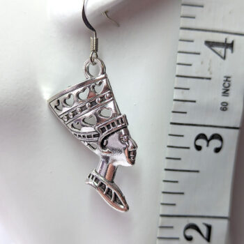 Egyptian Queen Nefertiti Antique Silver Earrings - Image 3