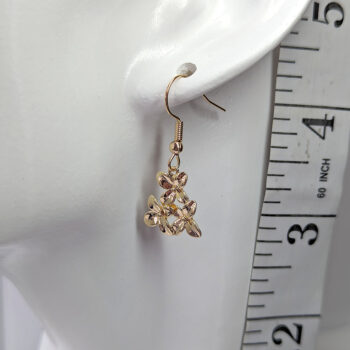 Gold Triple Triangle Orchid Flower Earrings - Image 2