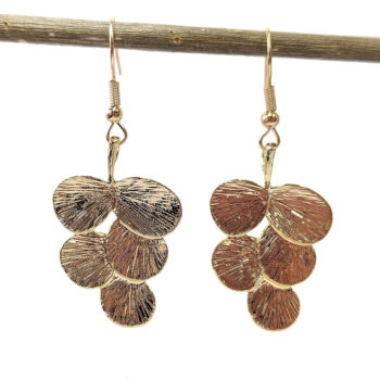 Gold Modern Round Leaf Earrings