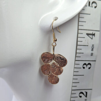 Gold Modern Round Leaf Earrings - Image 2