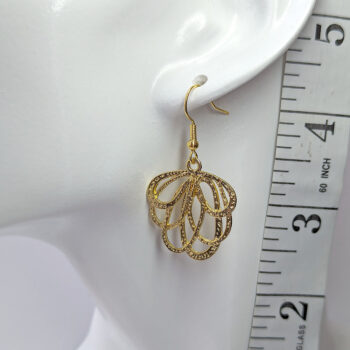 Modern Hollow Flower Earrings Gold - Image 2