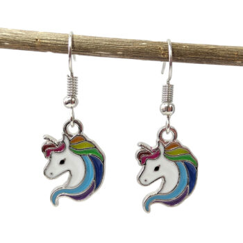 Colorful Random Rainbow Unicorn Enamel Earrings