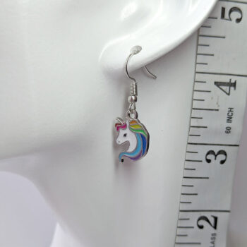 Colorful Random Rainbow Unicorn Enamel Earrings - Image 2