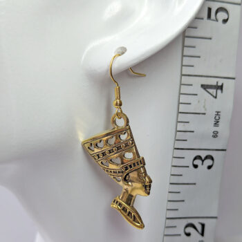 Egyptian Queen Nefertiti Antique Gold Earrings - Image 2