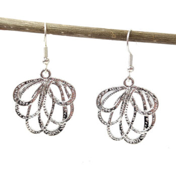 Modern Hollow Flower Earrings Silver