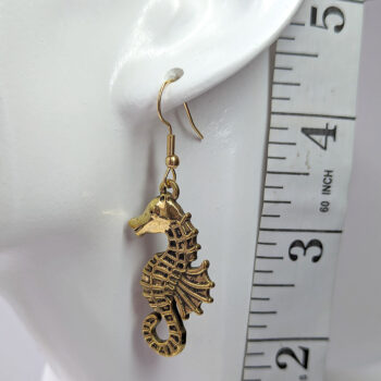 Antique Gold Large Seahorse Earrings - Image 2