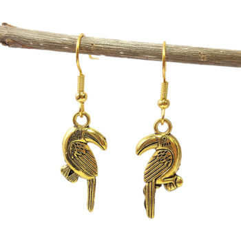 Antique Gold Toucan Bird Earrings