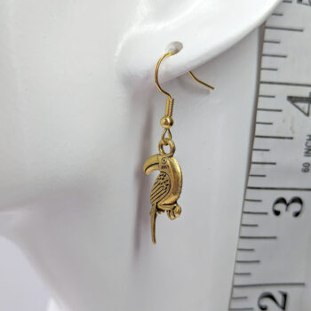 Antique Gold Toucan Bird Earrings - Image 2