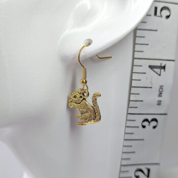 Antique Gold Double Sided Squirrel With Nut Earrings - Image 2