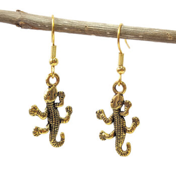 Antique Gold Gecko Lizard Earrings