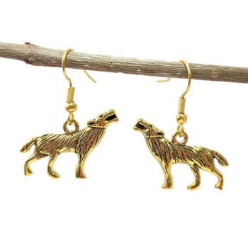 Antique Gold Double Sided Wolf Earrings