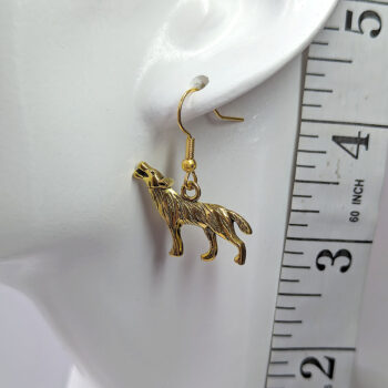 Antique Gold Double Sided Wolf Earrings - Image 2