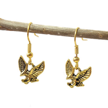 Antique Gold Small Diving Eagle Bird Earrings