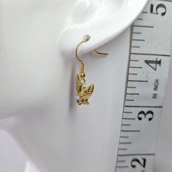 Antique Gold Small Diving Eagle Bird Earrings - Image 2