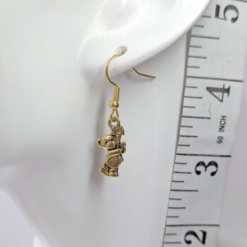 Antique Gold Small Cute Teddy Bear Earrings - Image 2