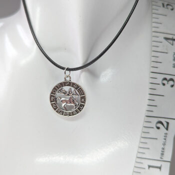 Sagittarius Round Zodiac Charm Antique Silver Necklace - Image 6