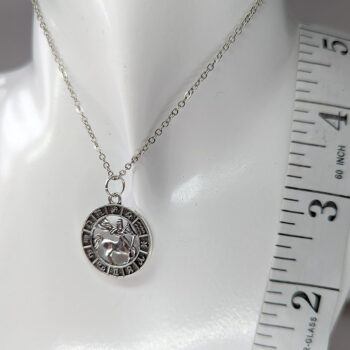 Sagittarius Round Zodiac Charm Antique Silver Necklace - Image 2