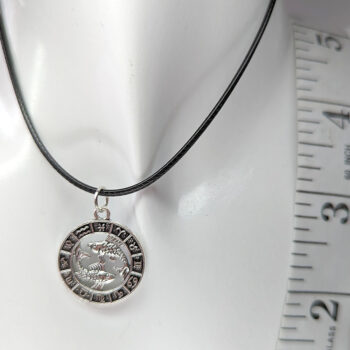 Pisces Round Zodiac Charm Antique Silver Necklace - Image 5