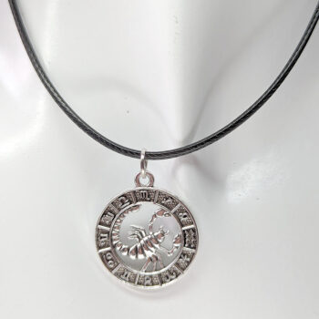 Scorpio Round Zodiac Charm Antique Silver Necklace - Image 6