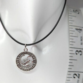 Scorpio Round Zodiac Charm Antique Silver Necklace - Image 5