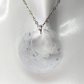 Silver Gold Leaf Mica Hollow Circle Resin Necklace