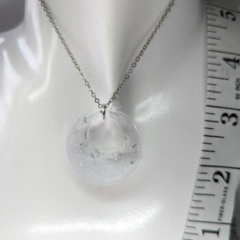 Silver Gold Leaf Mica Hollow Circle Resin Necklace - Image 4