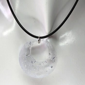 Silver Gold Leaf Mica Hollow Circle Resin Necklace - Image 2