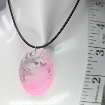 Colored Silver Gold Leaf Mica Large Oval Resin Necklace - Image 5