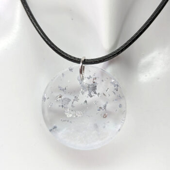 Silver Gold Leaf Mica Small Round Resin Necklace - Image 3