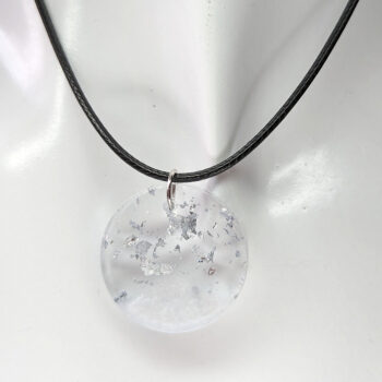 Silver Gold Leaf Mica Small Round Resin Necklace - Image 2