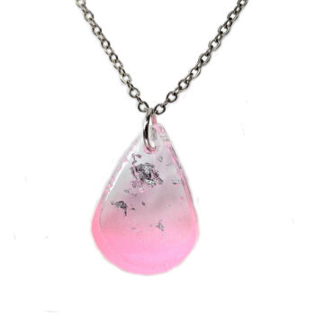 Colored Silver Gold Leaf Mica Small Teardrop Resin Necklace