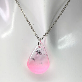 Colored Silver Gold Leaf Mica Small Teardrop Resin Necklace - Image 6