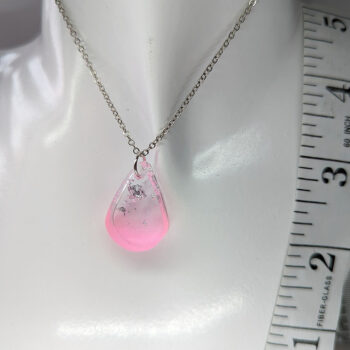 Colored Silver Gold Leaf Mica Small Teardrop Resin Necklace - Image 4