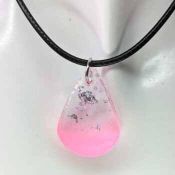 Colored Silver Gold Leaf Mica Small Teardrop Resin Necklace - Image 3