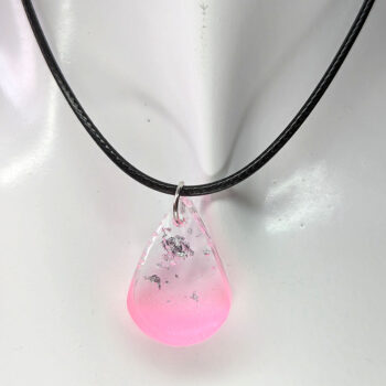 Colored Silver Gold Leaf Mica Small Teardrop Resin Necklace - Image 2