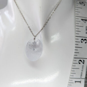 Silver Gold Leaf Mica Small Oval Resin Necklace - Image 3