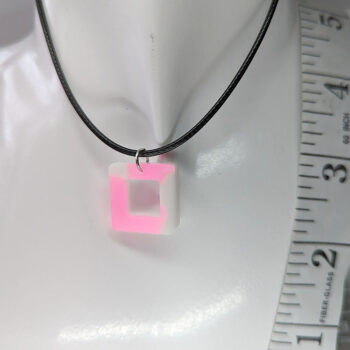 Colored and White Hollow Square Resin Necklace - Image 6