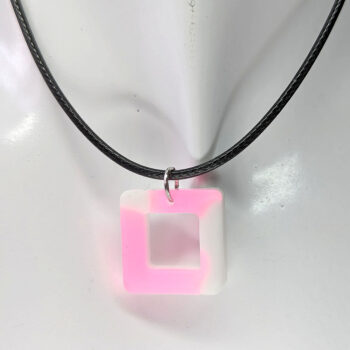 Colored and White Hollow Square Resin Necklace - Image 4